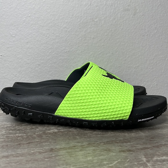 Under Armour UA Project Rock Slides 2.0 Volt Green Black Michelin Gripper 7 - Picture 3 of 9